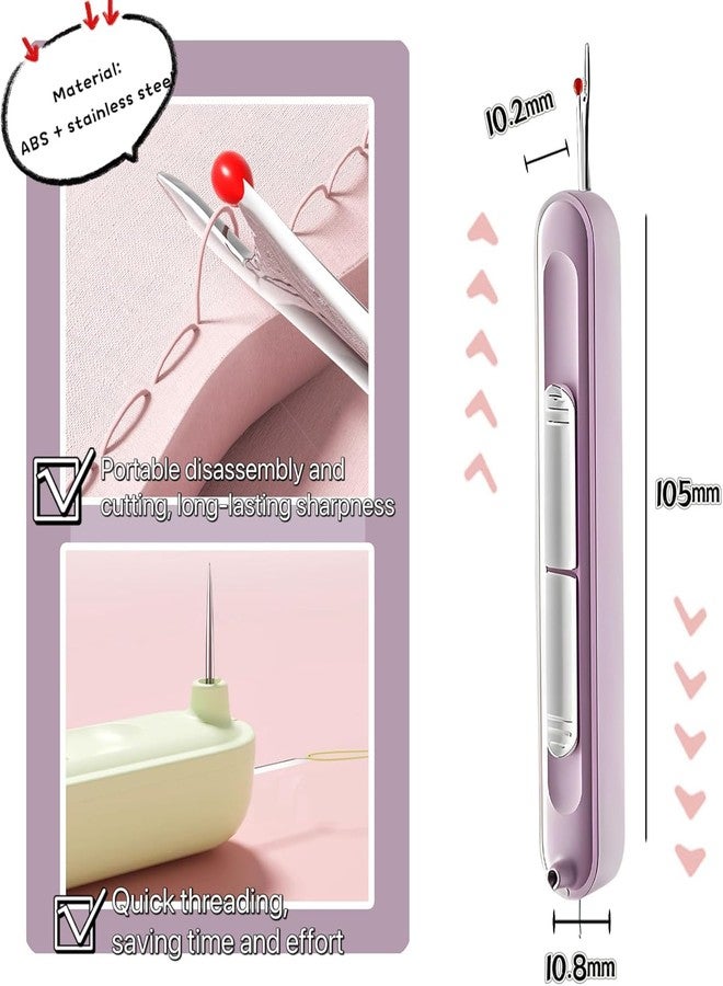 Jasol 2 in 1 Automatic Threader & Seam Ripper Dual Head Retractable Needle Threader Stainless Steel Stitch Remover Sewing Needle for Hand Sewing,Embroidery,and Crafts - Image 4